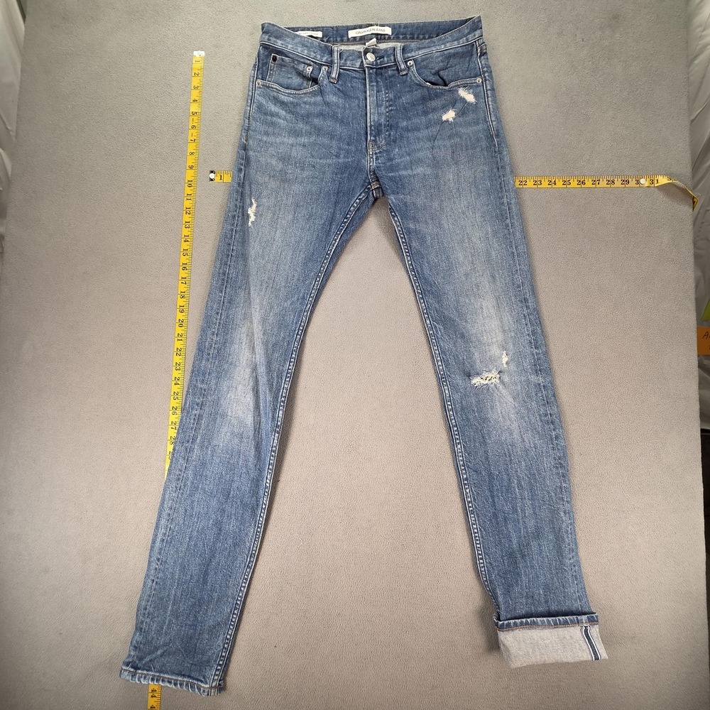Calvin Klein Jeans Mens Selvedge Blue Med Wash Skinny Thrashed Fits 30x35